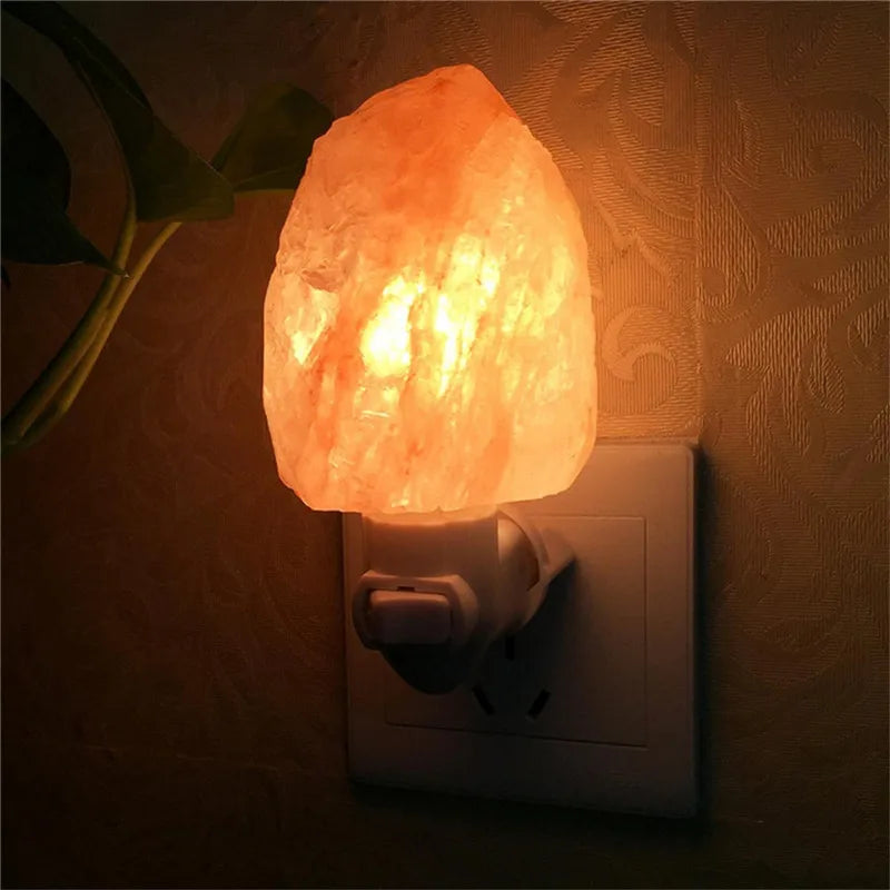 Natural Himalayan salt lamp with wooden base
