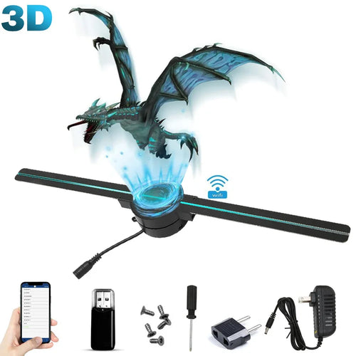 3D hologram fan displaying holographic image