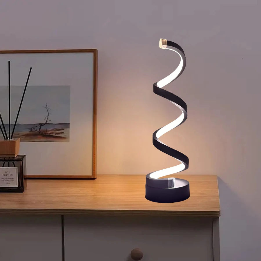 Spiral LED bedside lamp