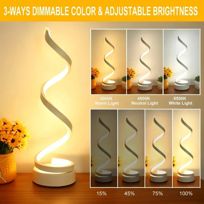 Spiral LED bedside lamp