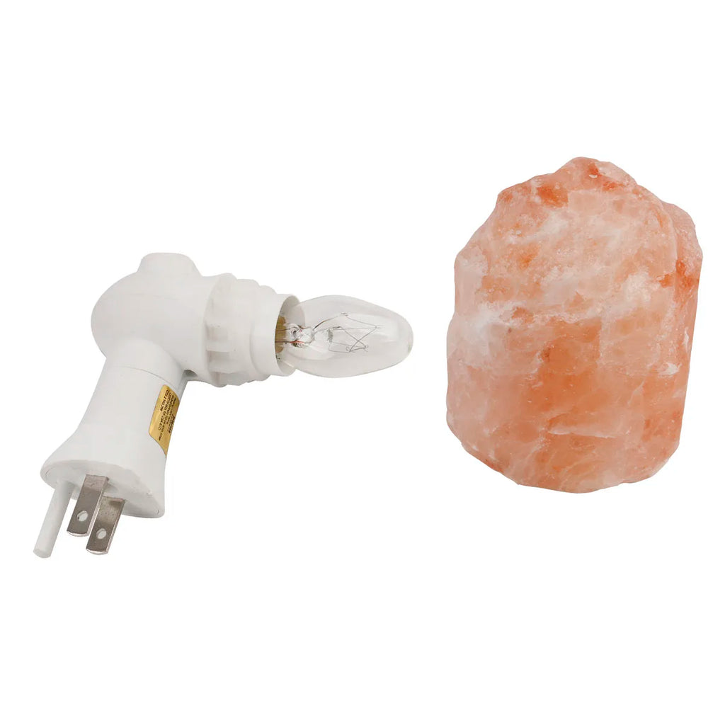 Natural Himalayan salt lamp glowing warm light