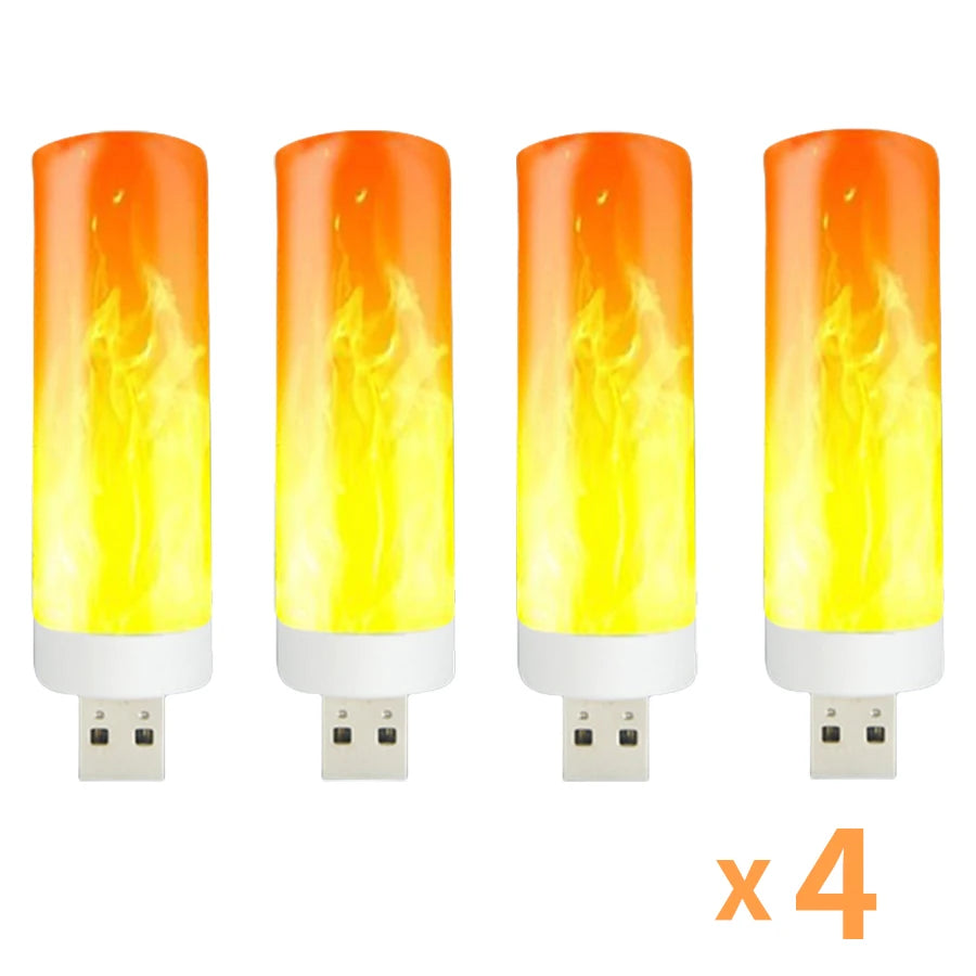 LED flame effect USB candle bulbs, 4-pack