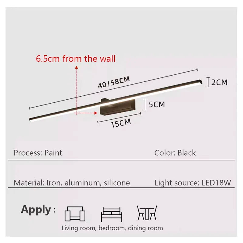 LED mirror wall light for bathroom