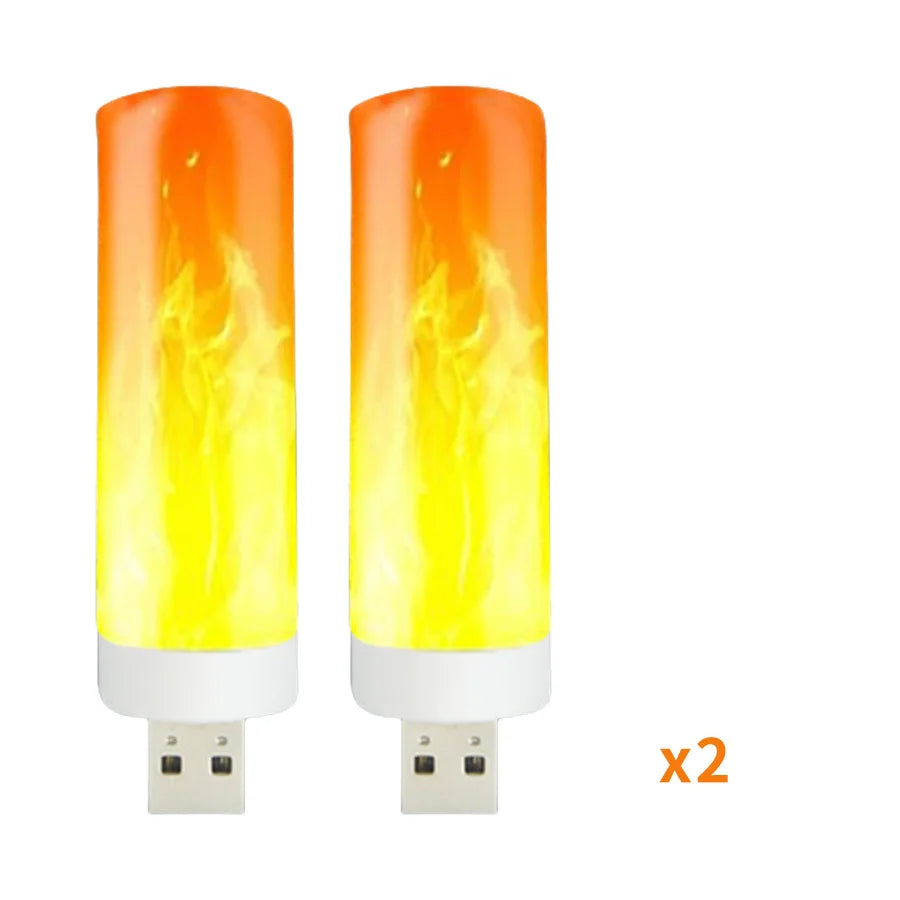 LED flame effect USB candle bulbs, 4-pack