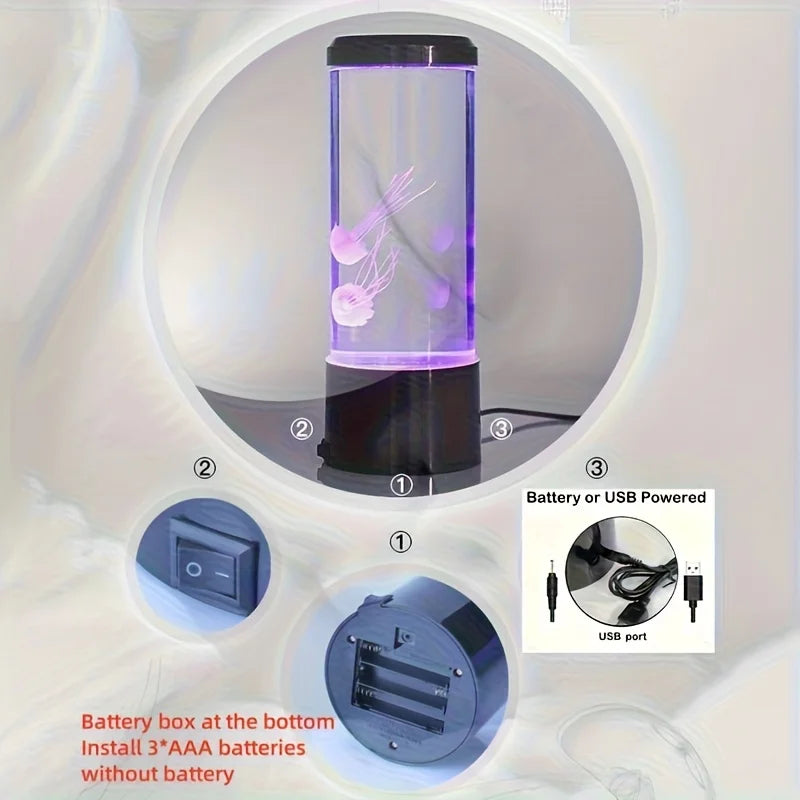 Jellyfish lava lamp with color-changing LED