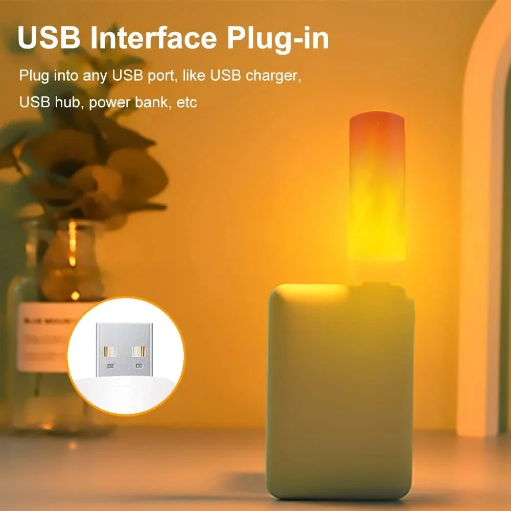 LED flame effect USB candle bulbs, 4-pack