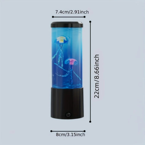Jellyfish lava lamp with color-changing LED, clean product shot