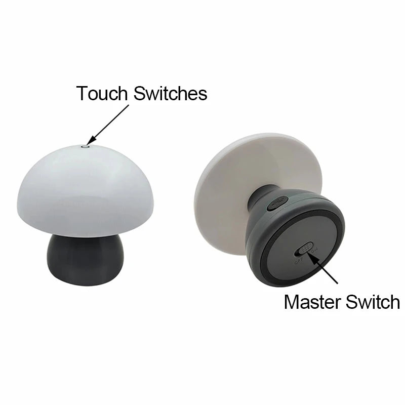 Mushroom-shaped LED table lamp with touch dimmer