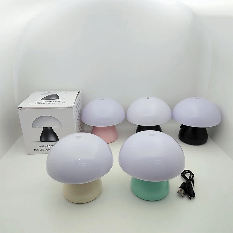Mushroom-shaped LED table lamp with touch dimmer