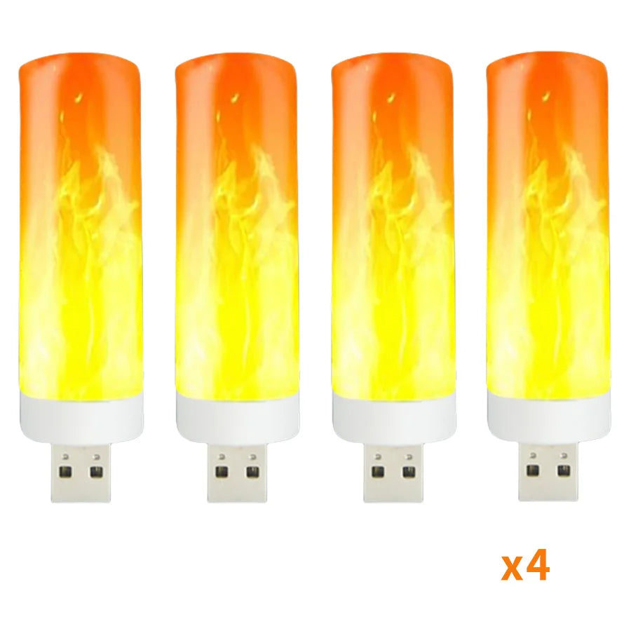 LED flame effect USB candle bulbs, 4-pack