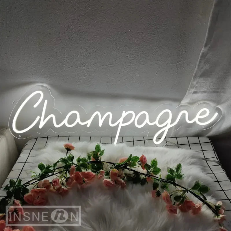 Champagne neon sign wall decor