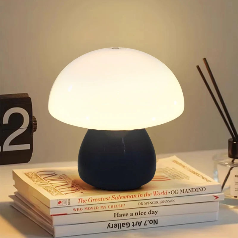 Mushroom-shaped LED table lamp with touch dimmer