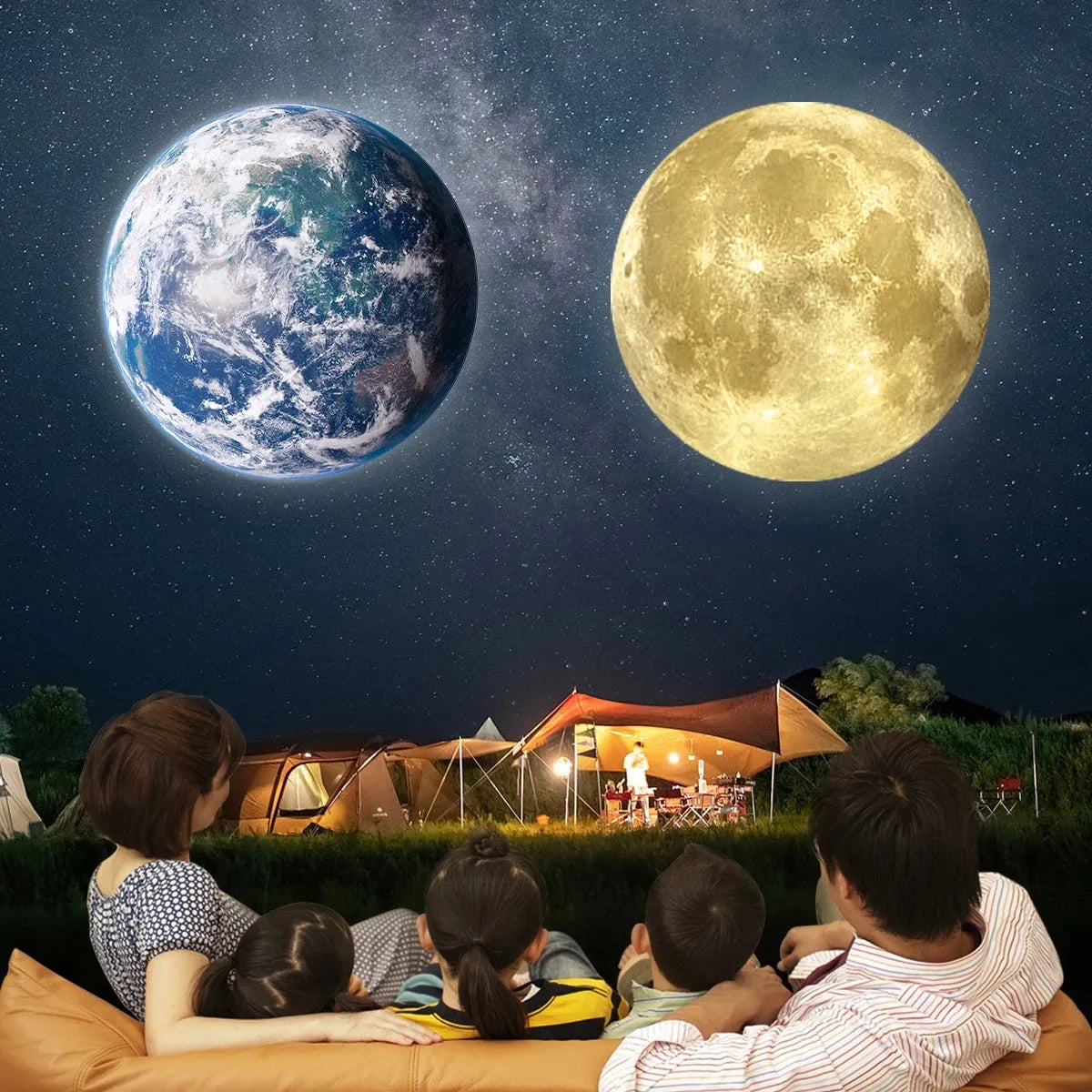 USB Moon and Earth projector night light on ceiling