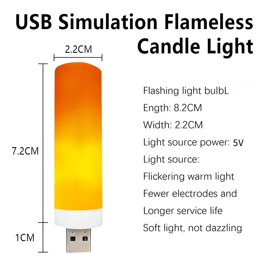 LED flame effect USB candle bulbs, 4-pack