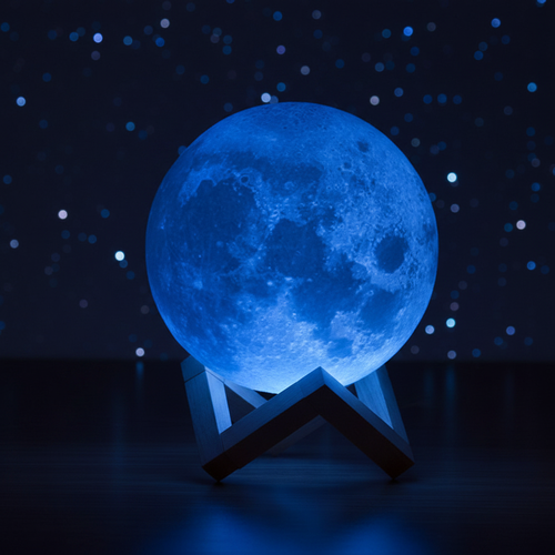 Moon Lamp LED Night Light - Cool Blue Cosmos Glow